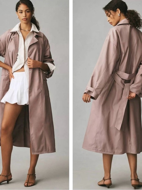 Anthropologie Jackets & Blazers - Anthropologie Mauve  Oversized Long Trench Coat